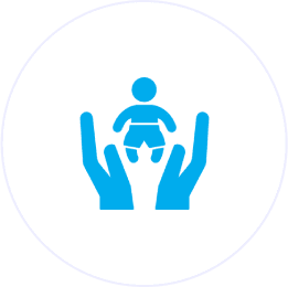 Hands holding a baby symbol.